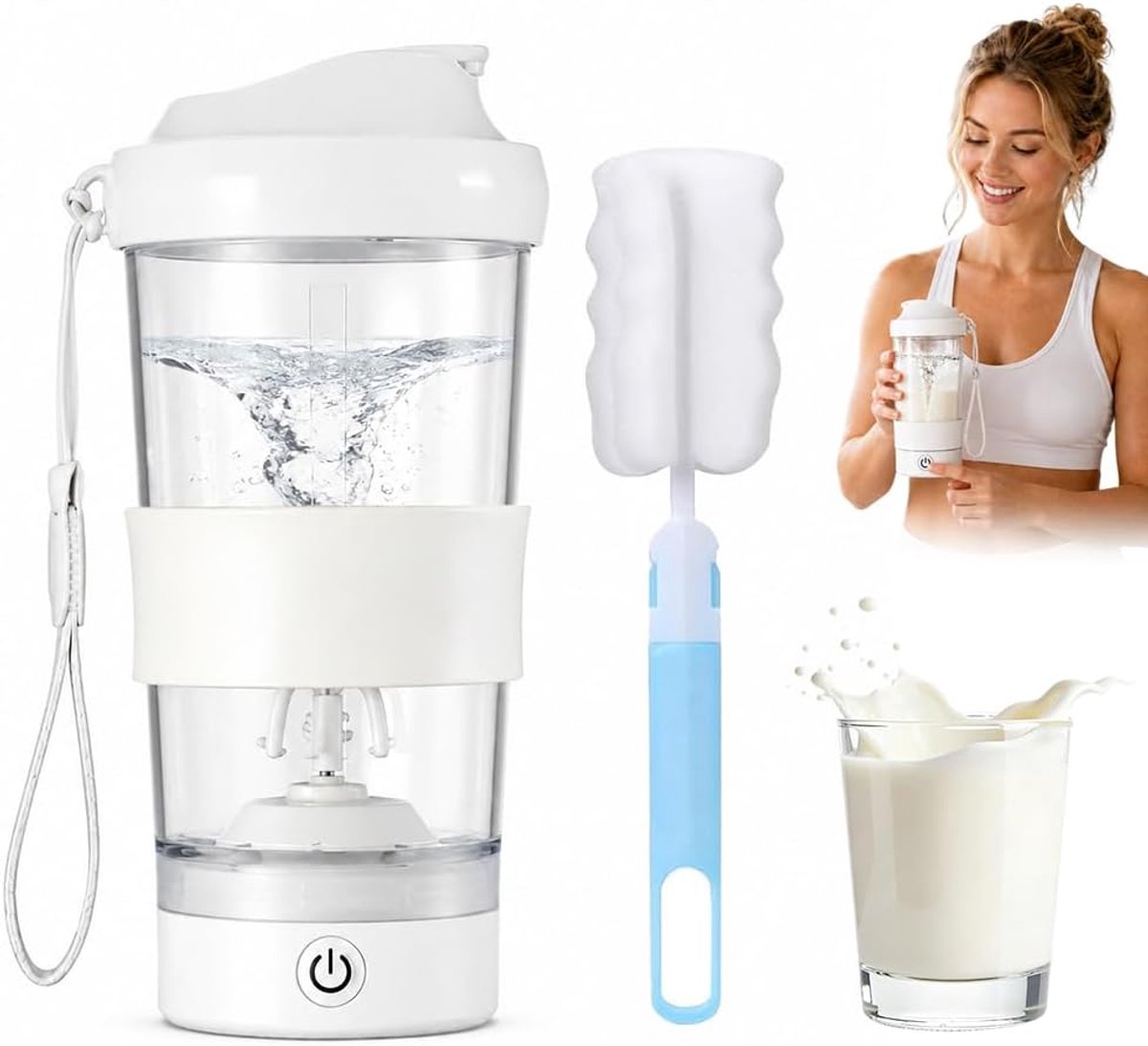 Eiwitshaker met blender, elektrisch, 450 ml, sterke motor - ShopVlot