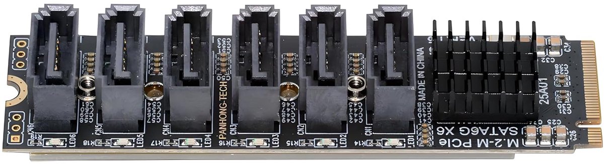 CY NGFF NVME M-Key PCI Express 4.0 naar SATA 3.0 6Gbps 6-poorts adapter converter harde schijf SSD uitbreidingskaart - ShopVlot