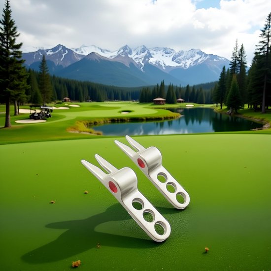 Pitchfork voor golfballen, reparatietool, passend voor golfaccessoires, 2 stuks — afbeelding 2