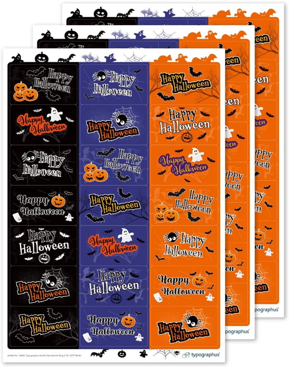 Halloween stickers deco set 63 stuks - 21 verschillende motieven - zelfklevend - ideaal voor feestdecoratie - ShopVlot