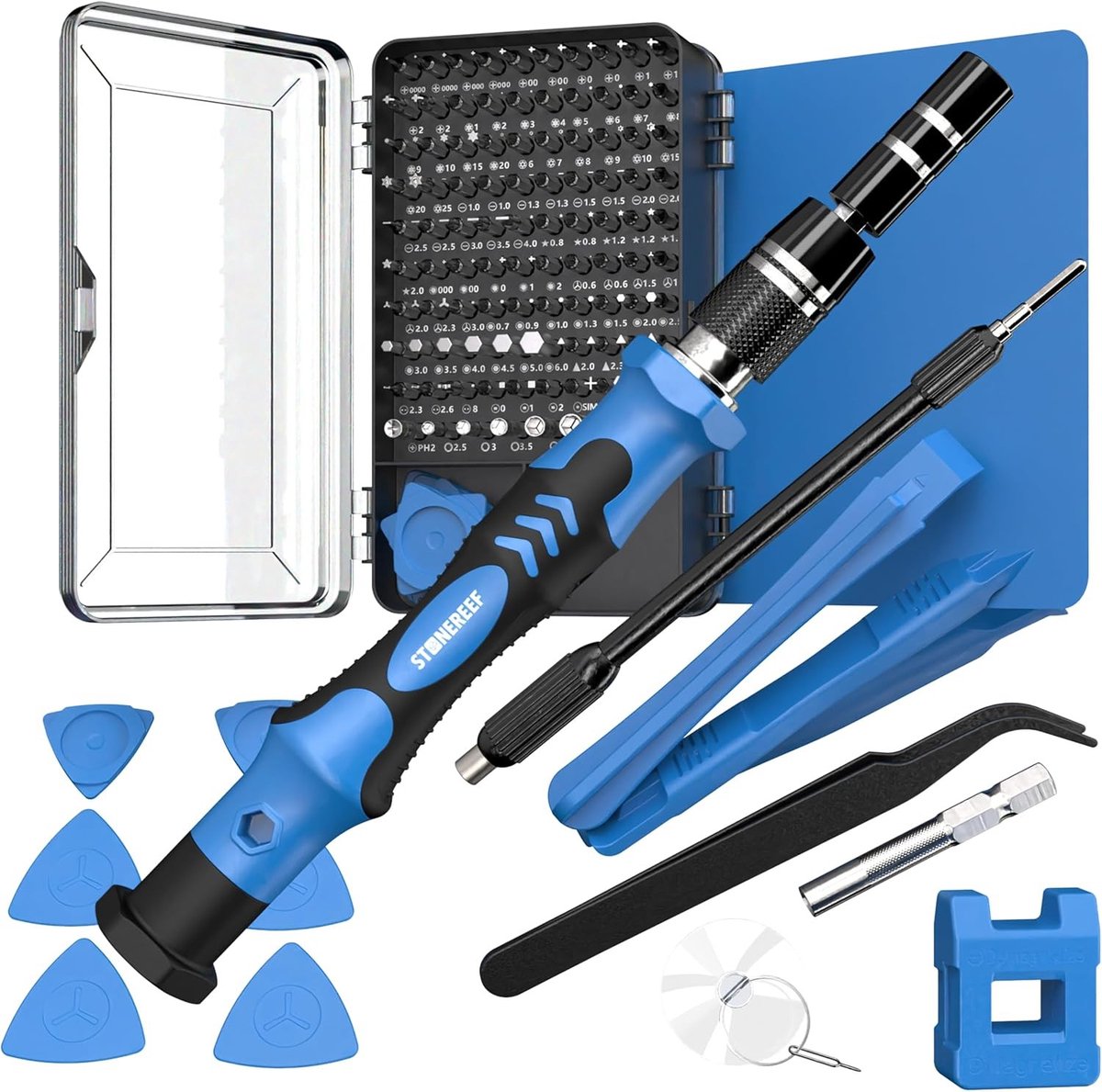 Gereedschapsset - Zwart - 122 Delen - Precisieschroevendraaierset met Magnetische Bits - Voor Reparaties en Doe-Het-Zelf-projecten