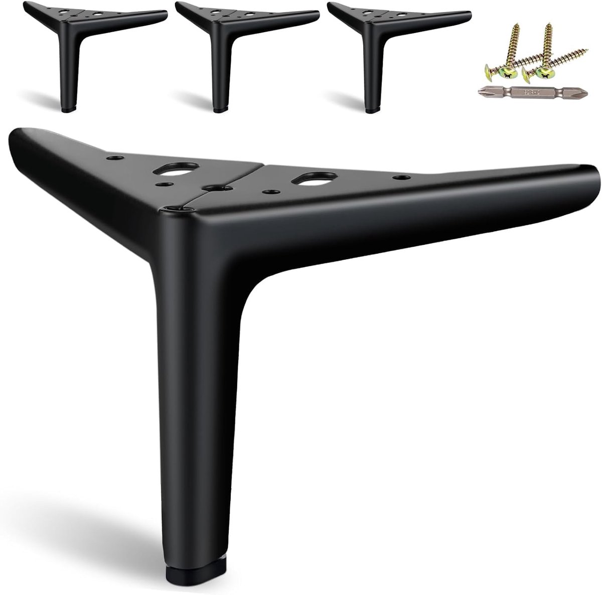 Meubelpoten Zwarte Metalen Voeten - 4 Stuks Mat Zwart - Modern Design - Verhoogt de Schoonmaakgemak - ShopVlot