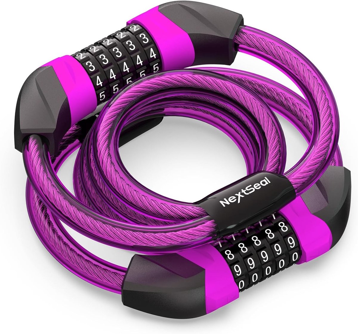 E-scooterslot - Magenta - 105 cm - 12mm Dubbele Slotkop Kabelslot met 5-Cijfercode - Voor Elektrische Scooters