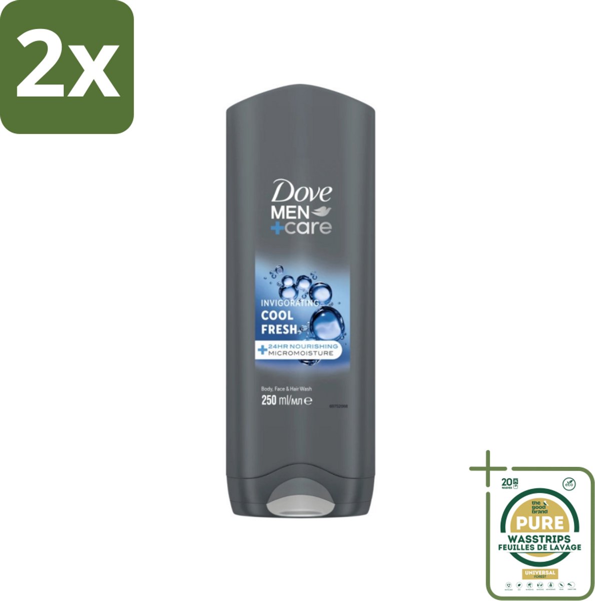 Dove Men+Care Douchegel - Cool Fresh - Voordeelverpakking - 2 stuks - Hydraterende douchegel - Dove men+care