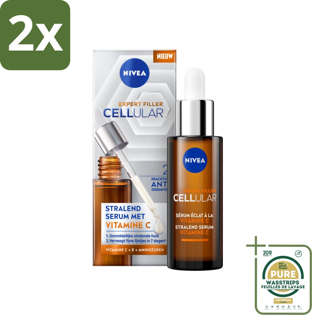 Nivea - Cellular - Expert Filler Vitamine C Serum - Voor Stralende Huid - 30 ml - Voordeelverpakking - 2 stuks - Serum voor stralende huid - Serum voor fijne lijntjes