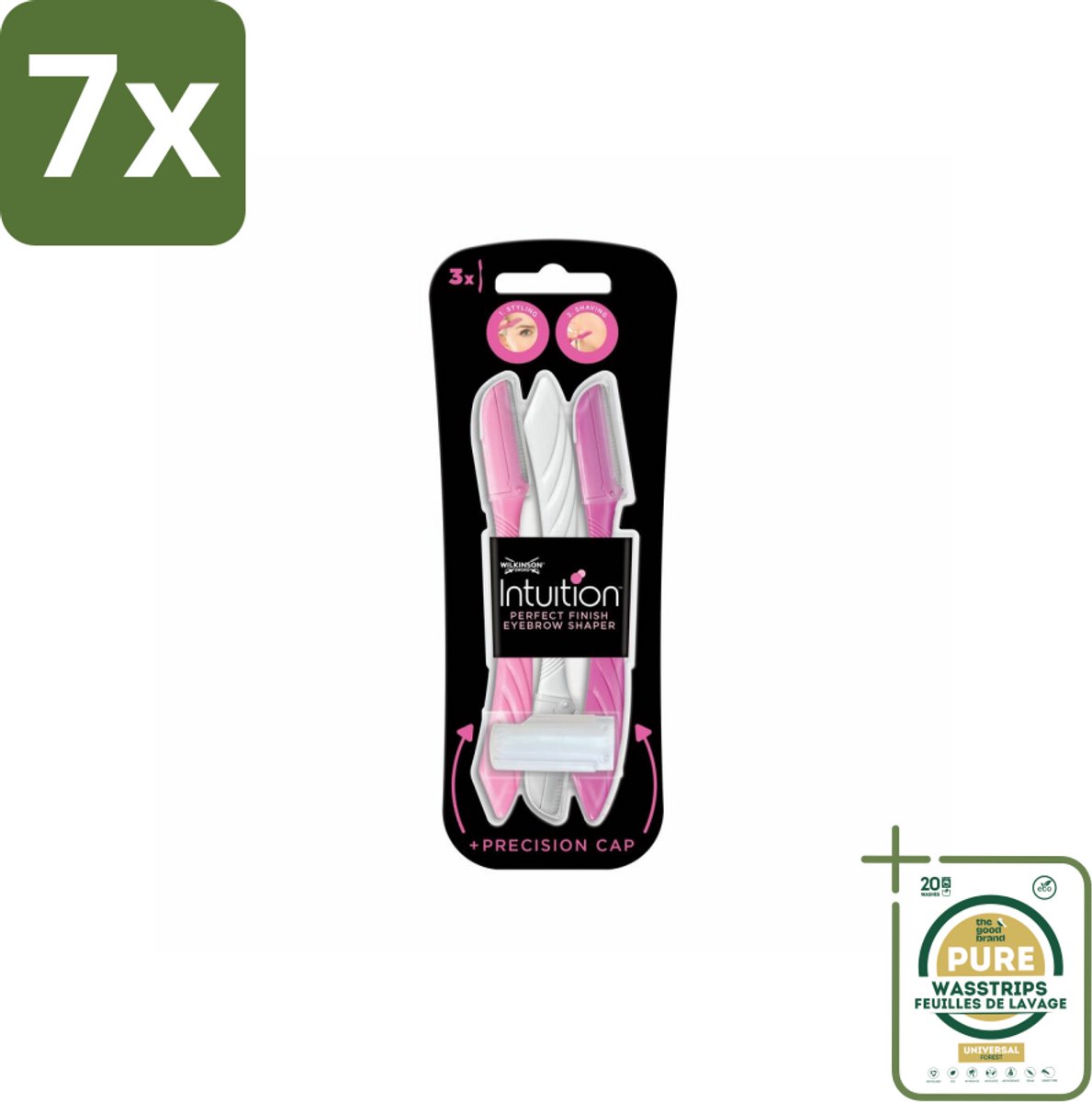 7 x Wilkinson Intuition - Navulmesjes - Wenkbrauw Shaper - Precisie - 3 mesjes - Grootverpakking - Wenkbrauw Shaper - Wenkbrauw Verwijderen - Haartjes Verwijderen - Exfoliatie - Huid Exfoliatie