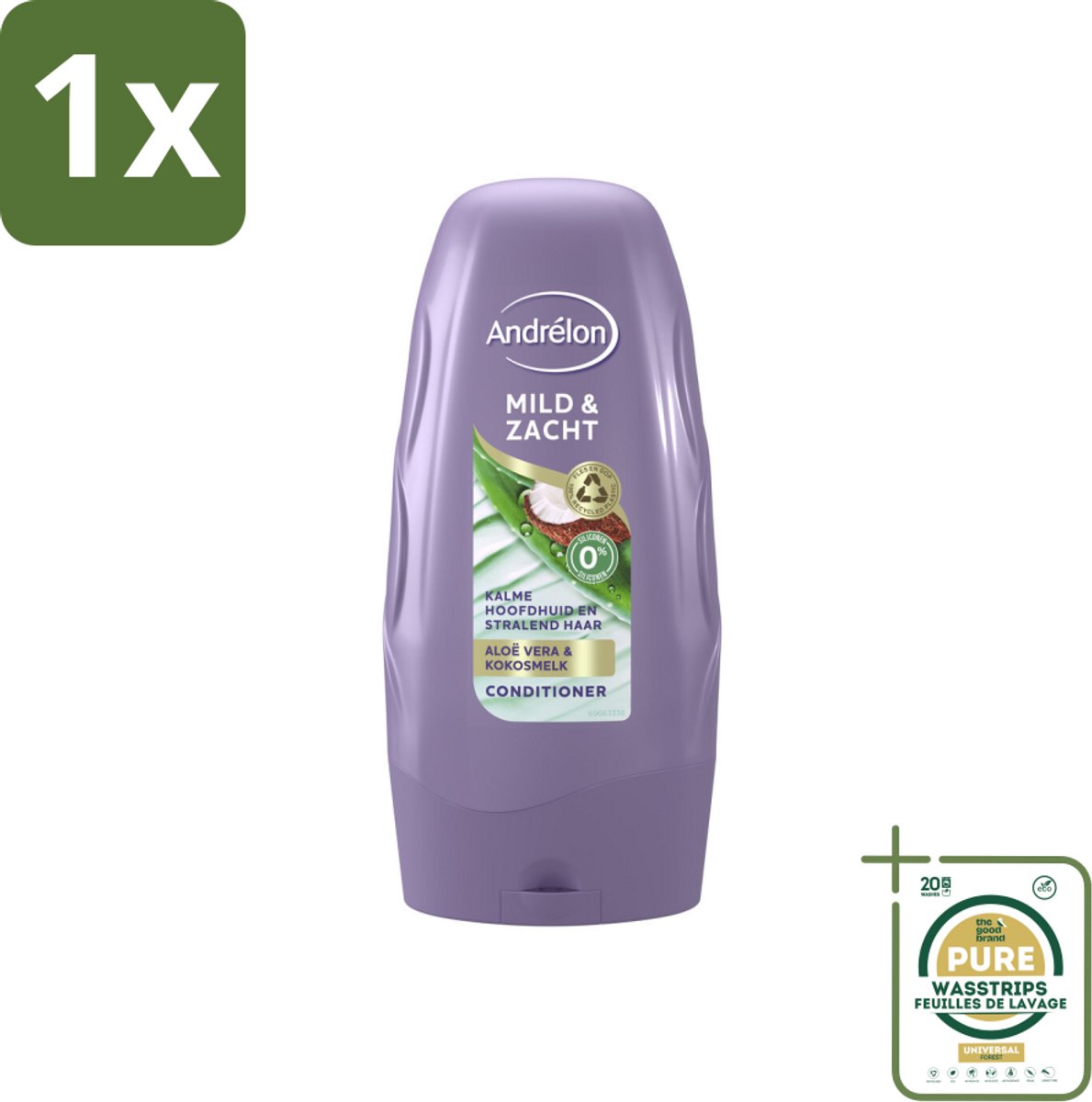1 x Andrélon - Mild & Zacht - Conditioner - 250 ml- Conditioner Voor Gevoelige Hoofdhuid - Zacht Haar - Droge Hoofdhuid - Aloë Vera - Kokosmelk