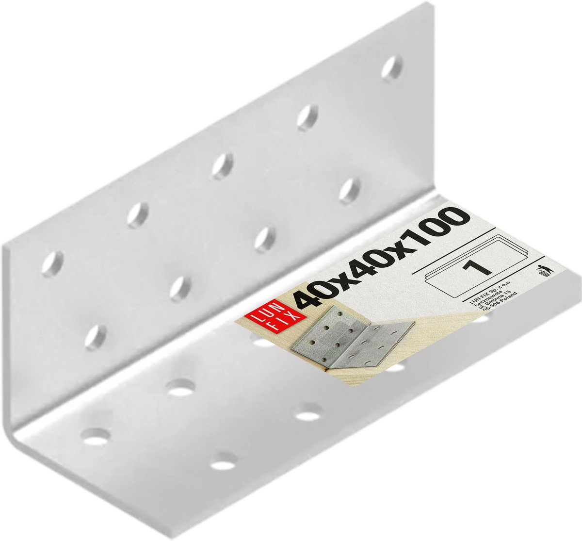 LUN FIX - Montagehoek 40x40x100x2mm - 1 Stuk