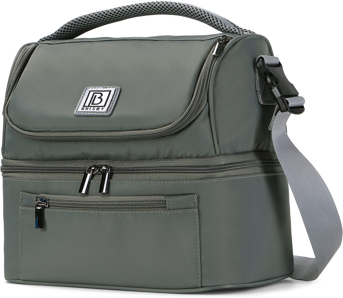 Brisby Koeltas 11 Liter - Lunchtas - Inclusief 2 Koelelementen - Dubbel Compartiment - 4-Laags Geïsoleerd - Waterafstotend - Misty Green — cadeau in Sport & Outdoor - foto 4