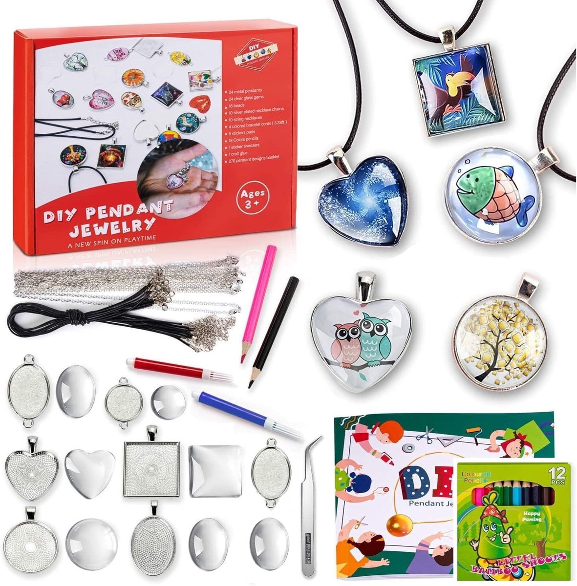 Knutselkoffer - Multicolor - Complete sieradenset met kettingen, hangers en kleurpotloden - Voor kinderen en volwassenen