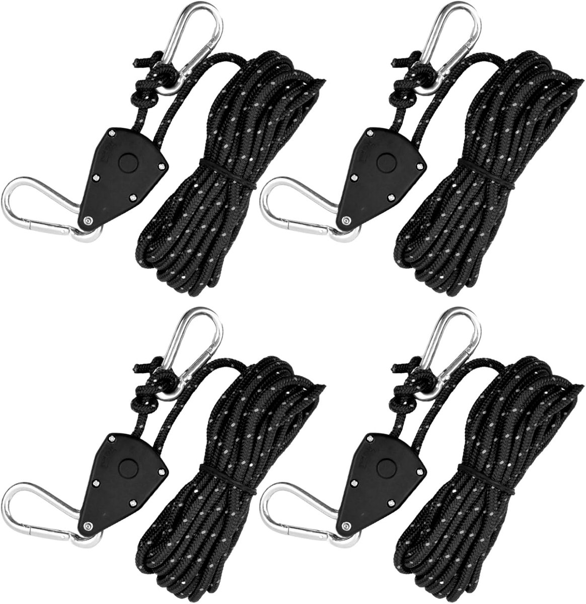 4pcs Reflective Tent Guy Ropes,4mm Camping Tent Cord with Pulley, Heavy Duty Guy Ropes with Aluminum Adjuster, Tent - ShopVlot