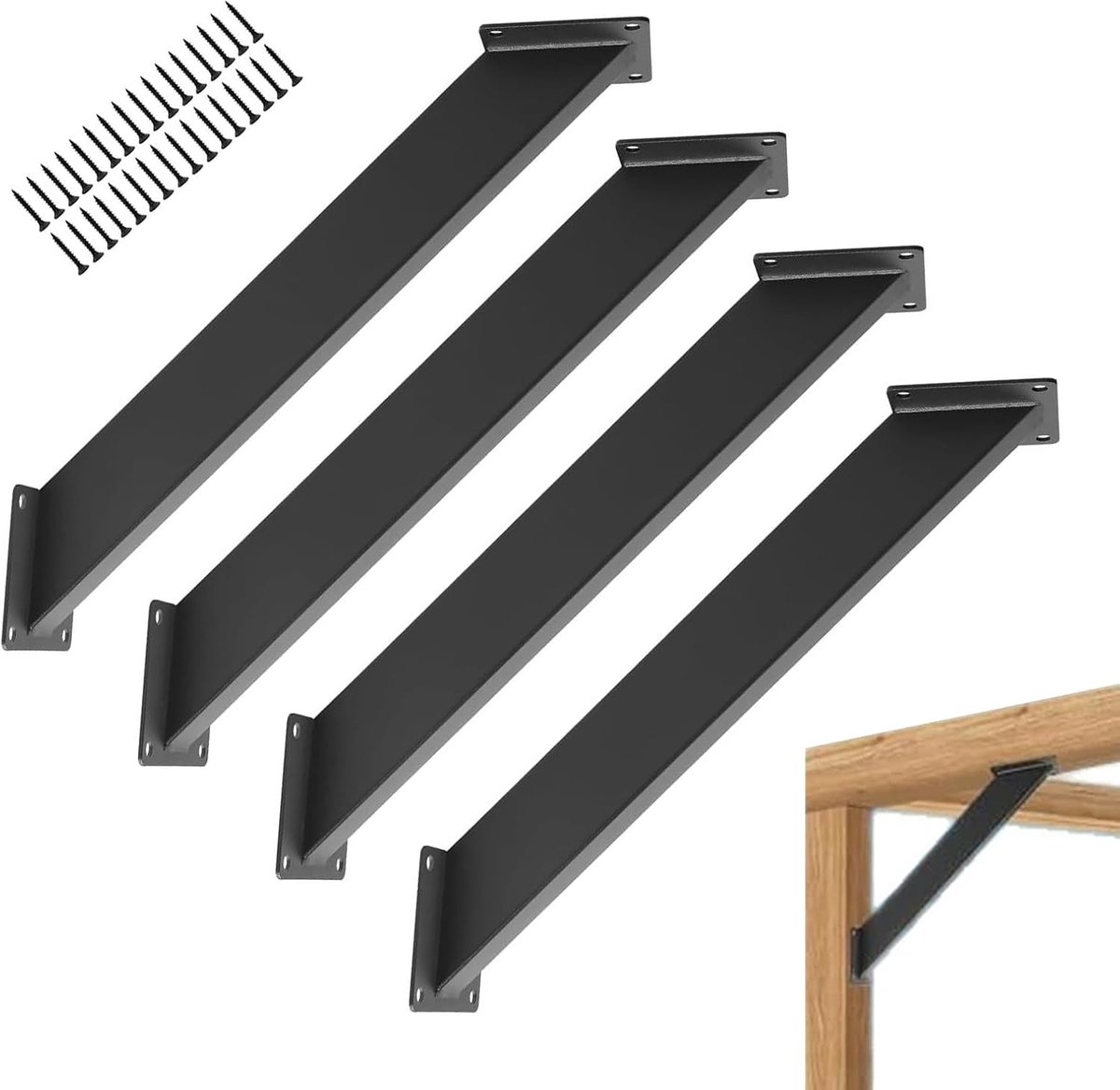 Hoekhouder 45 graden - Houten balken met staalverbinder - Robuuste stabiliteit - Ideaal voor paviljoens - ShopVlot