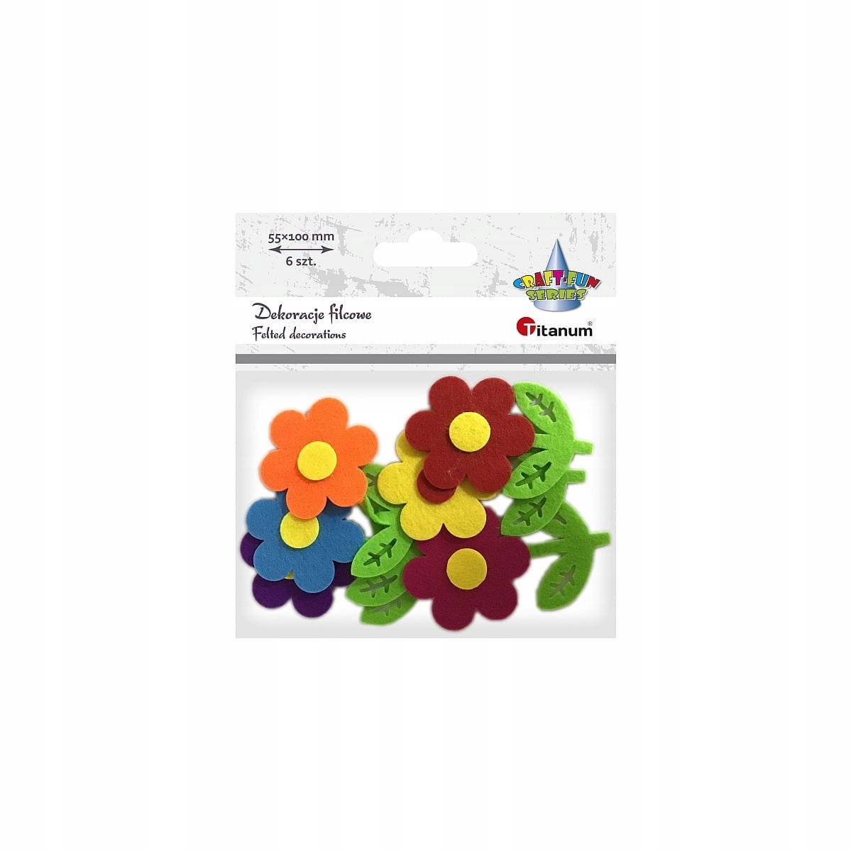 3D Viltbloemen Mix 55x100mm - 6 Stuks