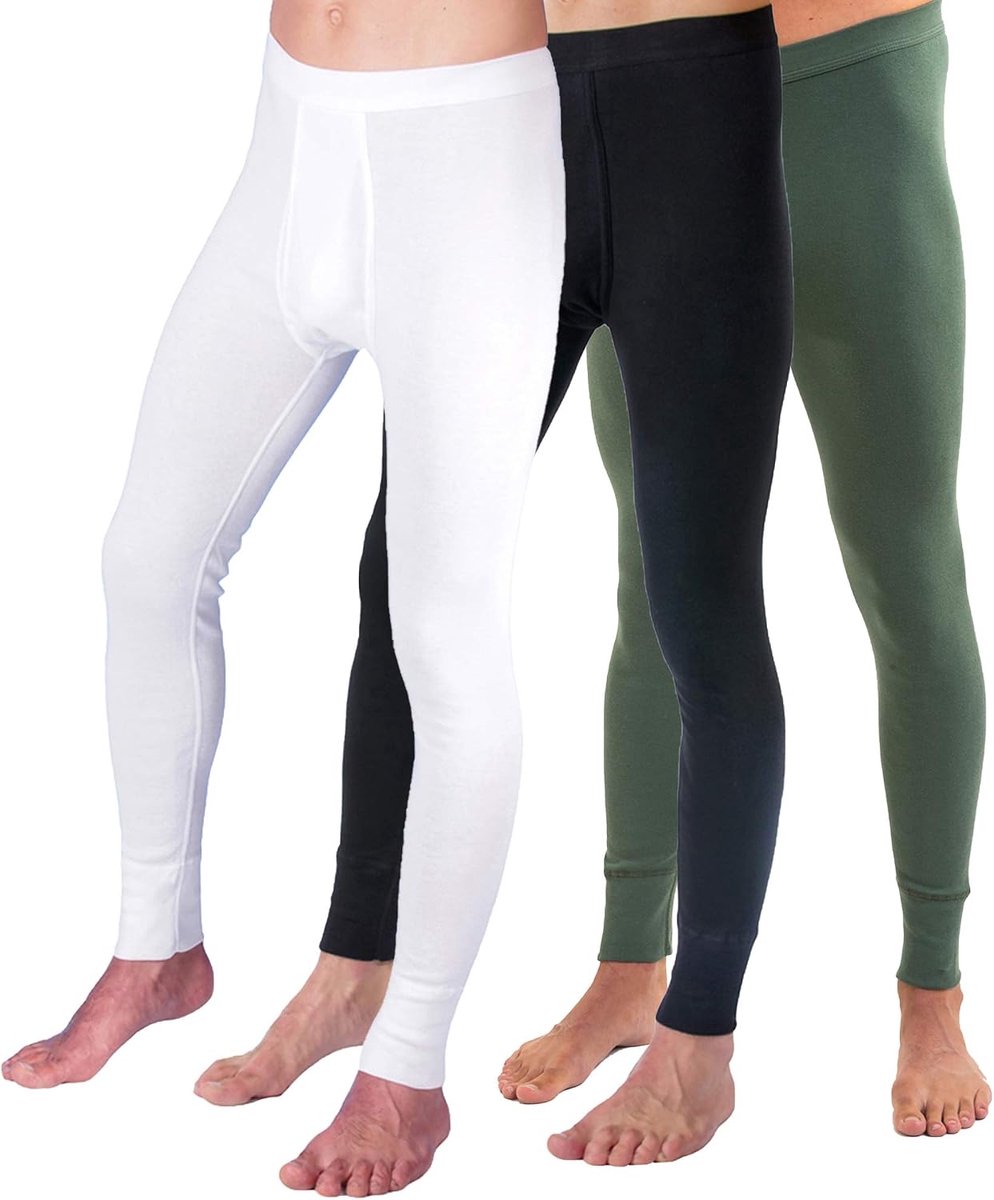 HERMKO 3540 Men's Long Underpants with Fly, Pack of 3, Various Colours, Organic Cotton - ShopVlot