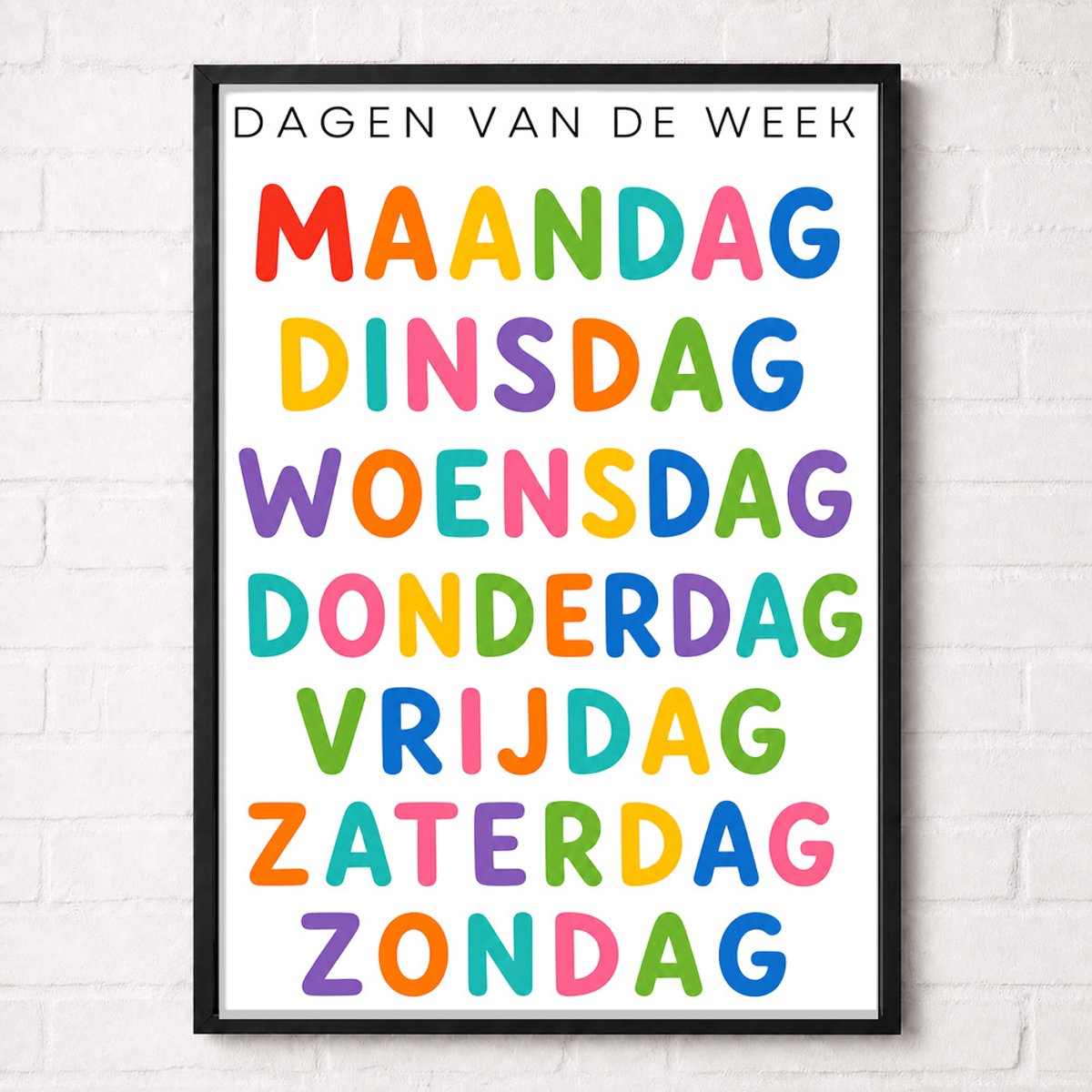 Dagen van de Week Educatieve Poster voor Kinderen - Leren - groep 2 t/m 6 (5-10 jaar) - A2+ 43,2 x 61 cm