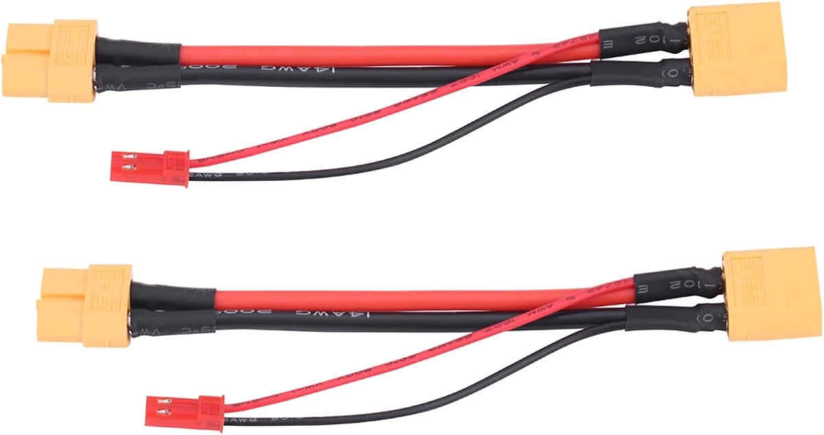 Connector Adapter, XT60 Female to Male & JST Male Adapter, RC Accessory, 2Pcs, 14 AWG & 22 AWG Cable for Drones, Model - ShopVlot