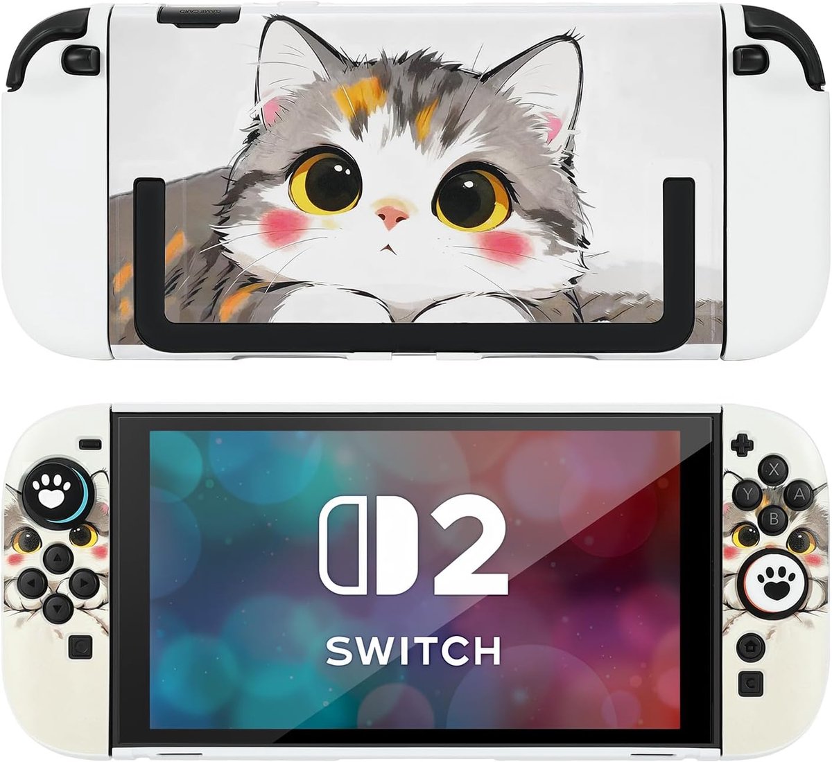 DLseego Protective Case for Switch 2, Dockable Cute Cat Pattern Anti-scratches Hard Shell, Shock Absorption Protector - ShopVlot