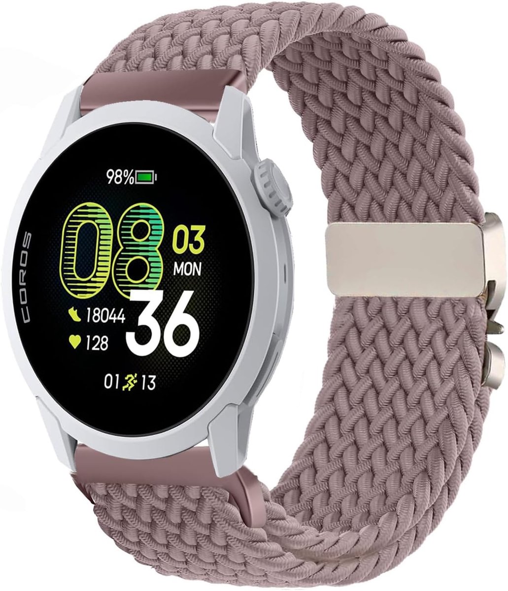 20mm 22mm Braided Nylon Strap Compatible with Coros Pace 4/3/2/APEX 2/2 PRO/APEX 42mm 46mm/PRO, Quick Closure - ShopVlot