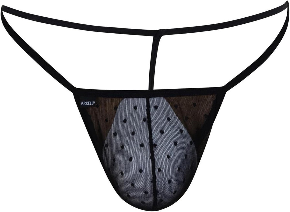 ARKELL Men's Black Sexy Transparent Polka Dot Thong Transparent Thong for Men Funny Sexy Thongs for Men - ShopVlot