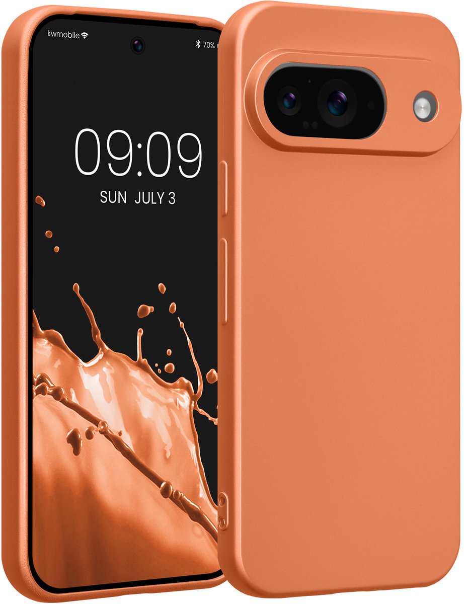 kwmobile metallic telefoonhoesje van TPU - geschikt voor Google Pixel 9 - Flexible case voor smartphone - In metallic oranje
