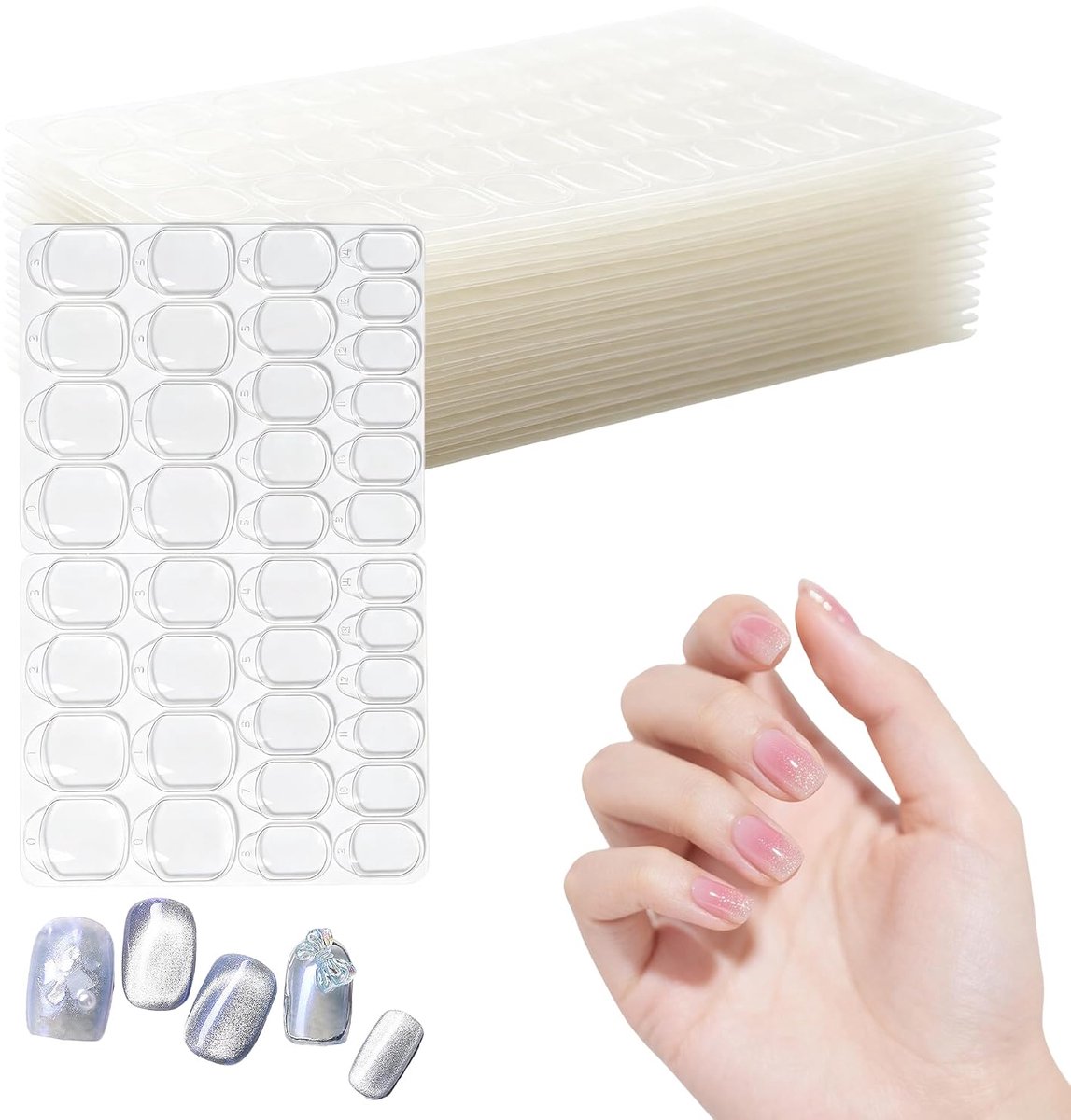 600 stuks nagellijm pads zelfklevende pads nagels, transparant voor press-on - ShopVlot