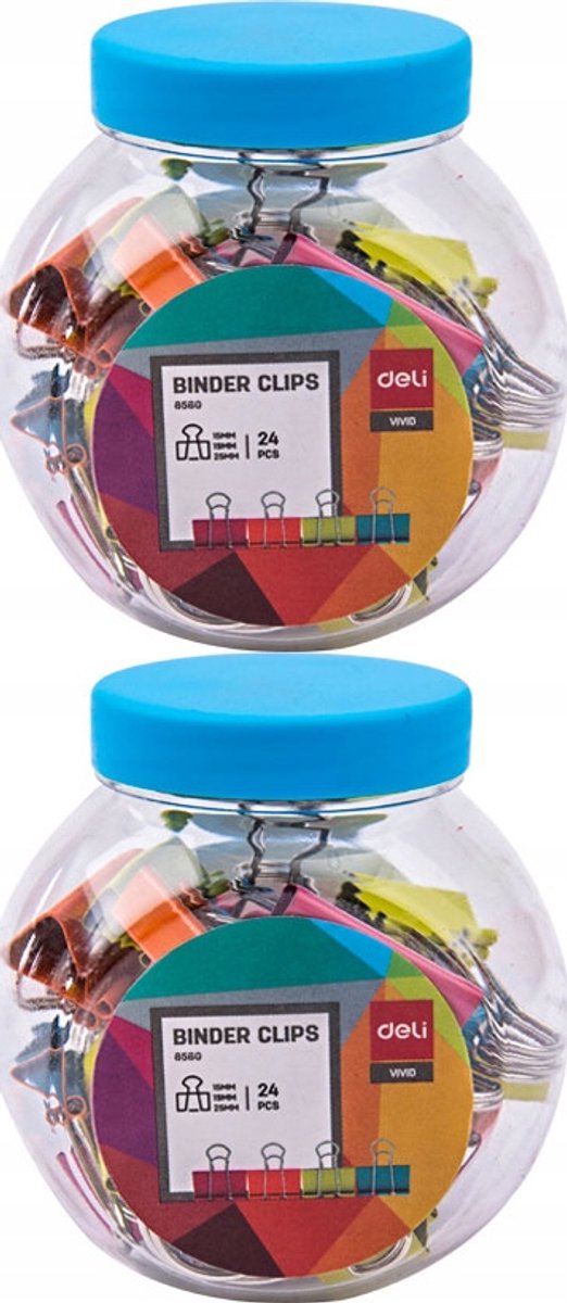Kantoorclips voor Documenten - 24 Stuks, Mix Kleuren, 5/19/25mm