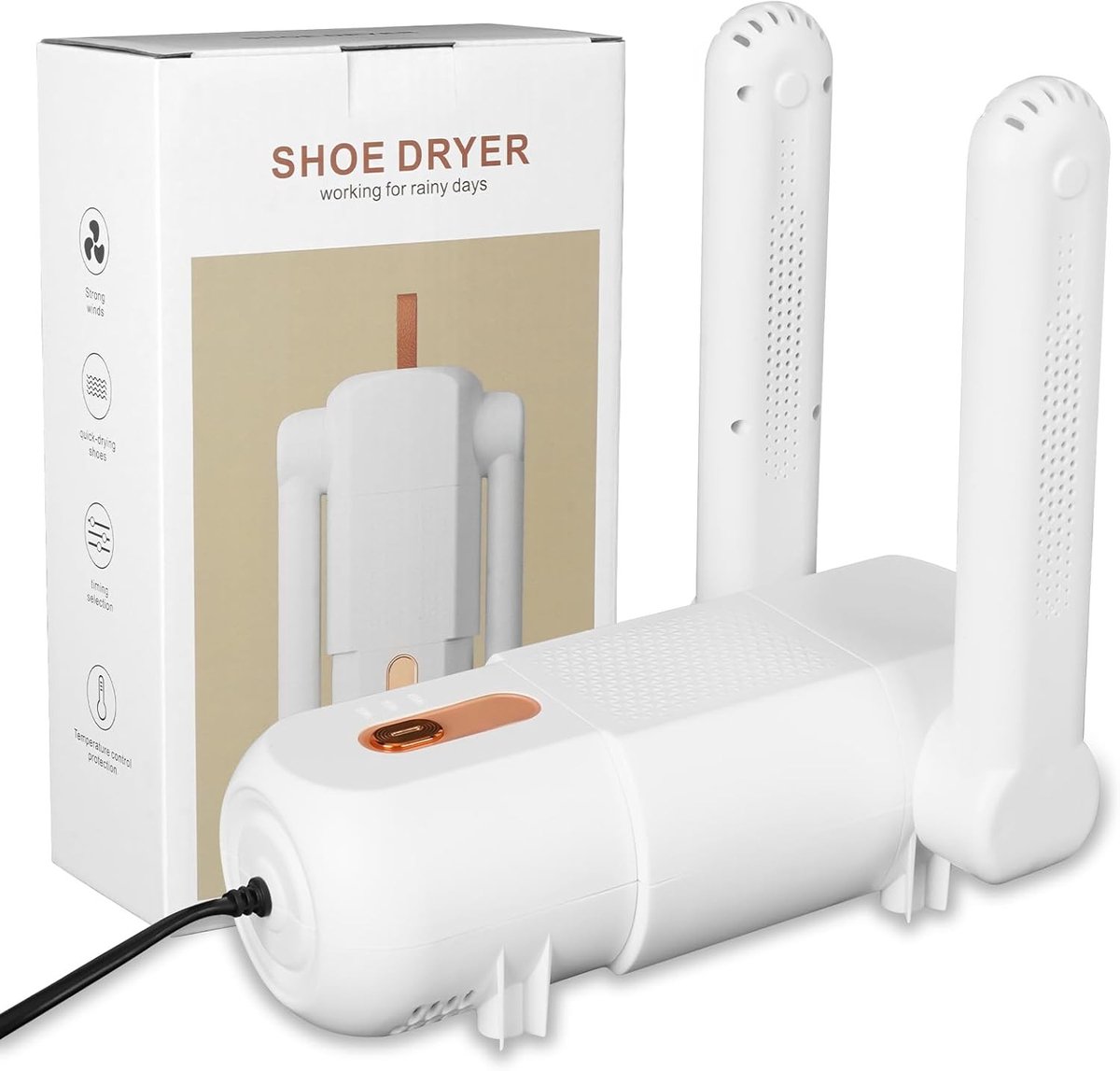 Schoendroger - Wit - Opvouwbaar - Elektrische Antibacteriële Droger met Timer - Voor Schoenen en Handschoenen