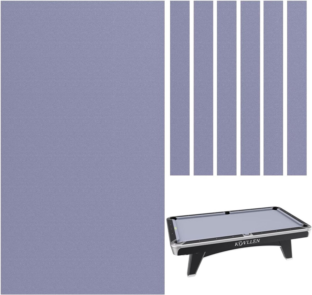 Biljartlaken voor 9FT Pooltafel - 80% Wol en 20% Nylon - Inclusief 6 Voorgesneden Bandenstroken - Biljartdoek voor Amerikaanse Pooltafels