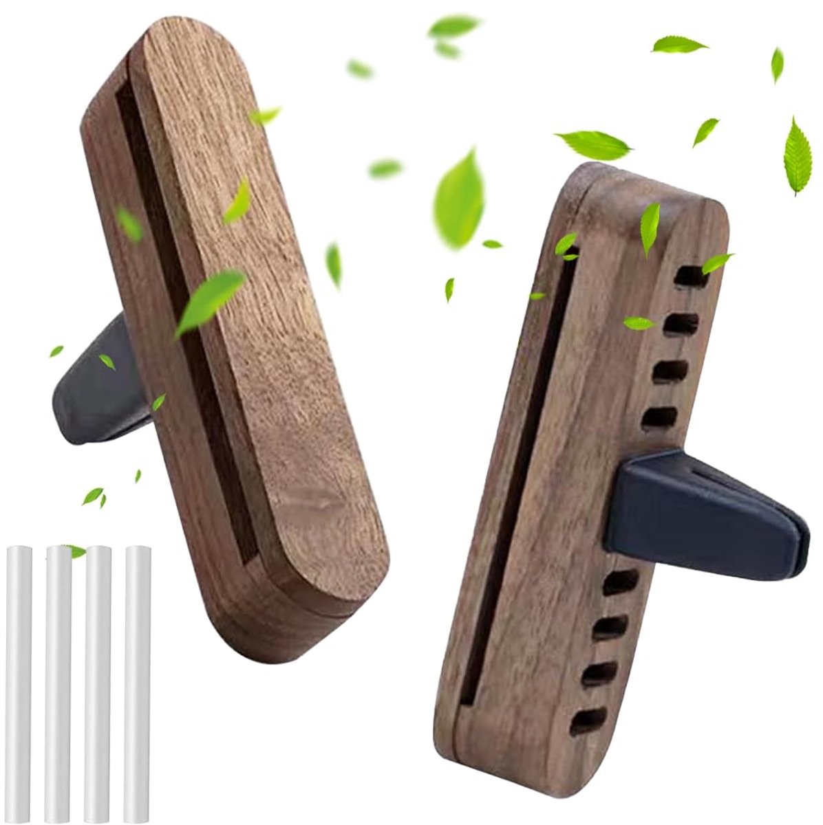 Aoreun Houten Auto-Diffuser Set - Luchtverfrisser Met Ventilatieklem, 4 Navulpads Voor Aromatherapie en Etherische - ShopVlot