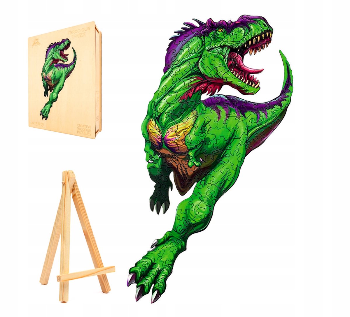 Houten puzzel T-Rex Dino 209 Stukjes in Houten Doos
