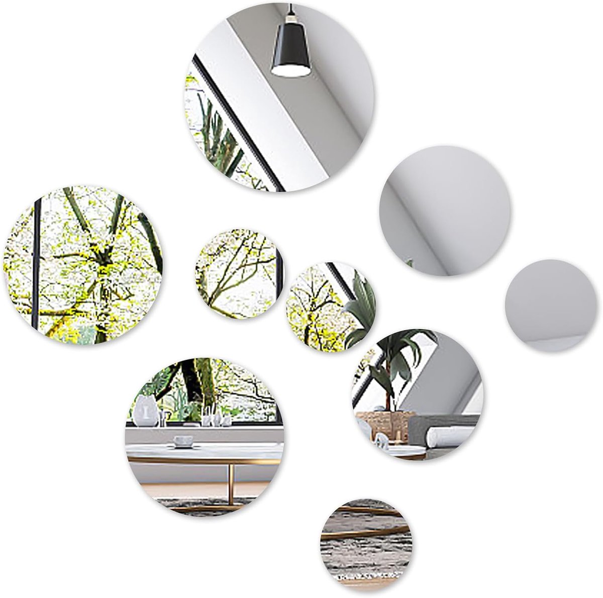 Muurspiegeldecoratie - 9 stuks zelfklevende ronde spiegel wanddecoratieset voor woningverbetering, wandspiegels voor - ShopVlot
