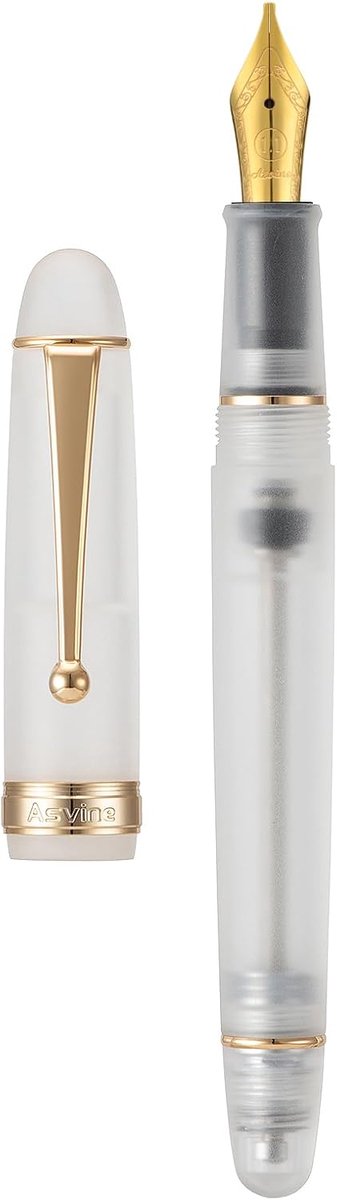 Asvine V126 Vacuum Fountain Pen, Frosted Clear Acrylic Stub Nib 1.1mm Calligraphy Art Drawing Clear Demonstrator - ShopVlot