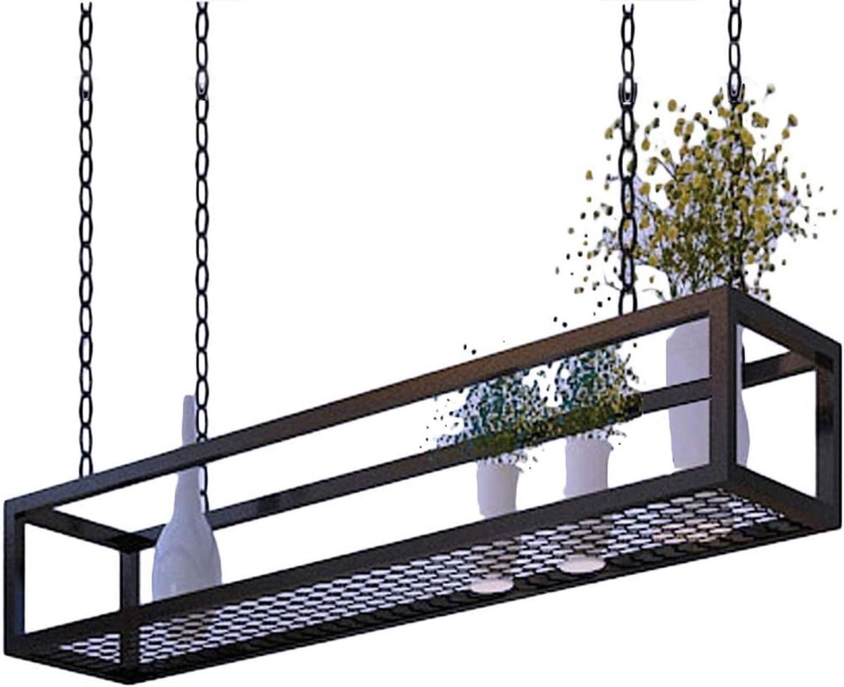 Hangplank - Zwart Metaal - Verstelbaar - 80x25x15 cm