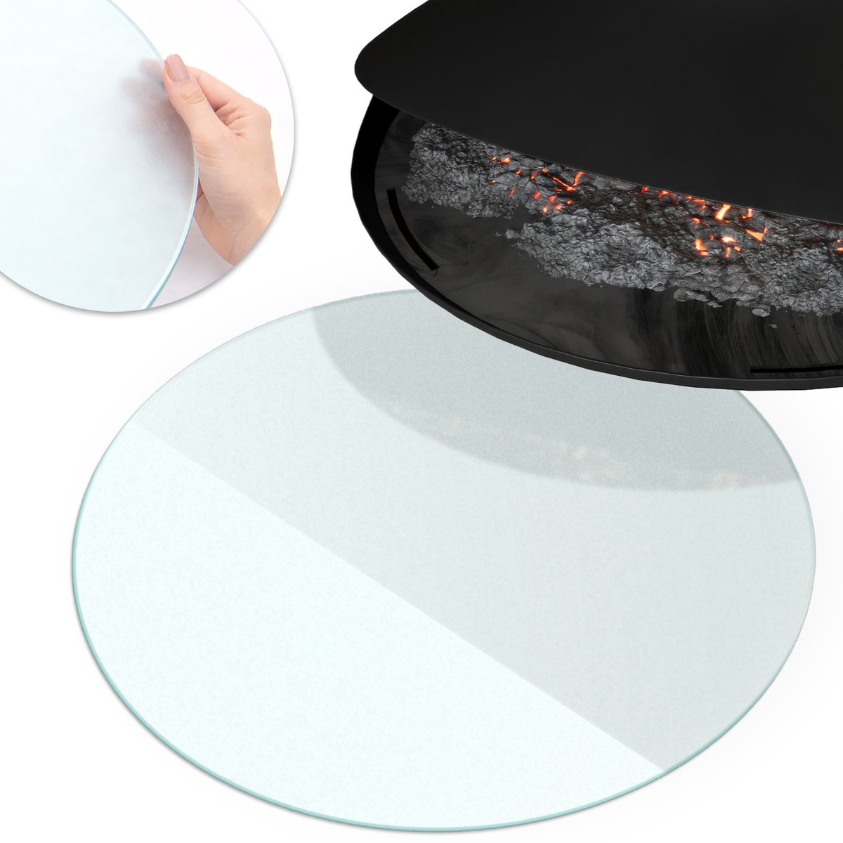 Coloray - Kachel vloerplaat - fi60cm - Halftransparant Rond - Plaat voor onder kachel - Vloerbescherming