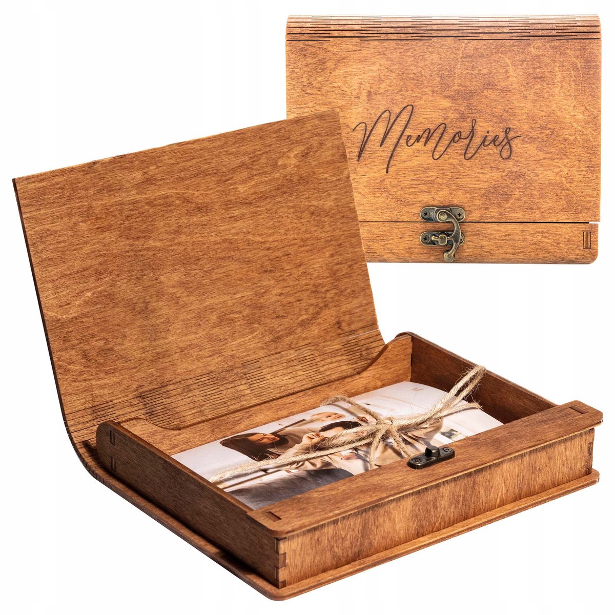 Houten Fotoalbum 10x15cm in Doos - Perfect voor Bruiloft & Verjaardag