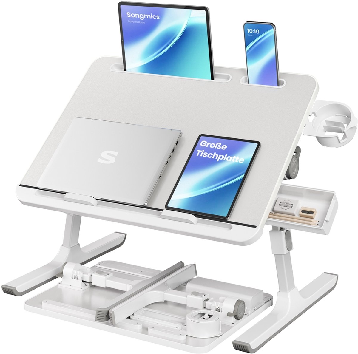 Laptoptafel grijs 56x40 cm – verstelbaar met bekerhouder – Grijs