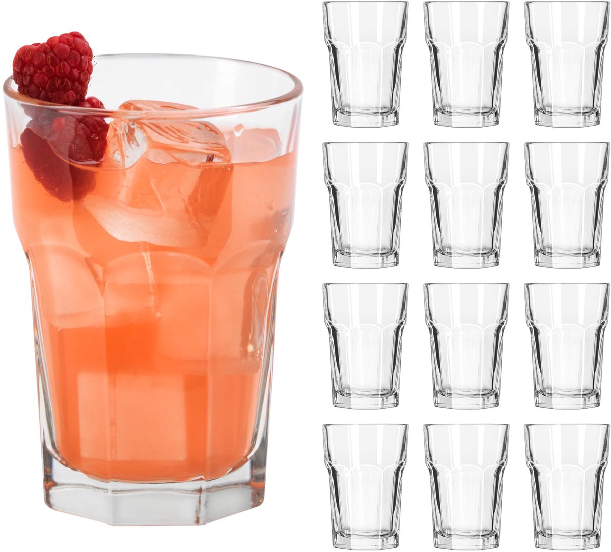 Libbey Gibraltar Drinkglazen - Waterglazen Set - Transparant Geperst Glas - 355 ml - 12 Stuks