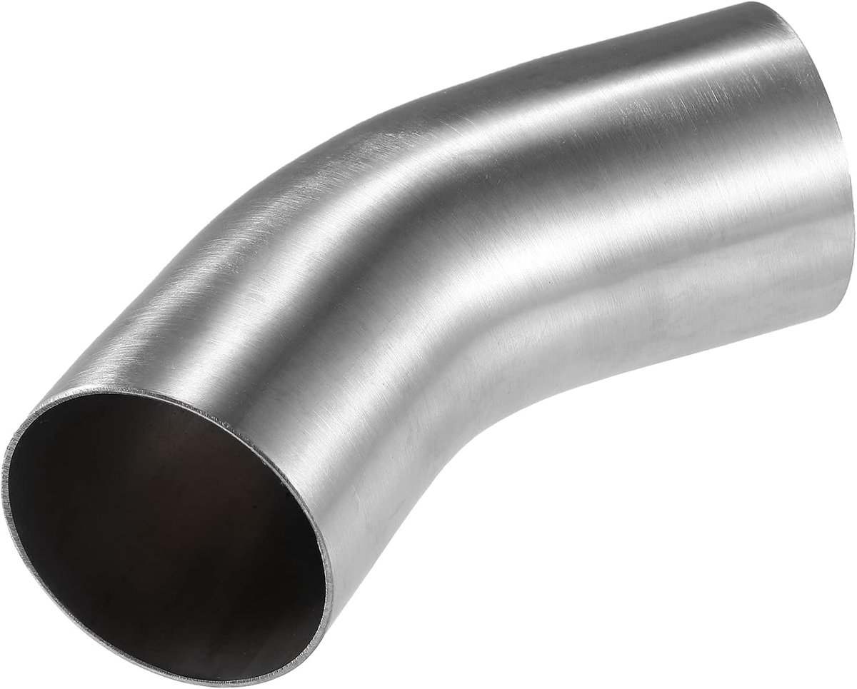 Buisboog uitlaat 45 graden 1 stuk SS304 roestvrij staal | Diameter 63,5 mm, dikte 19,81 mm, lengte 178 mm, breedte 110 mm, poten 50,8 mm, eenvoudige installatie