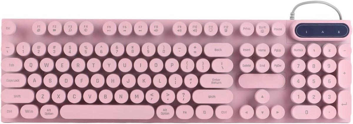 Punk Retro Ronde Keycap USB-gamingtoetsenbord - Verlicht met Roze en Blauwe Achtergrondverlichting, Doorschijnende Toetsen voor een Verbeterde Game-ervaring (PINK)