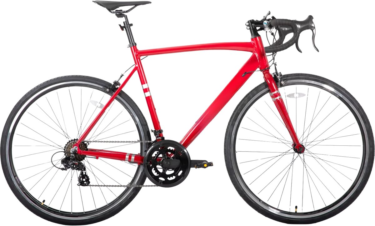 Racefiets – Voor heren, racegebruik – Aluminium frame, Shimano 14 versnellingen – Rood, maat M (57 cm)