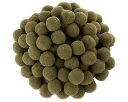 - C60461 - 100 pompons Ø 20 mm - olijfgroen - van textiel - slingers om zelf vorm te geven voor hobby-korte decoratie naaien kleding borduurwerk