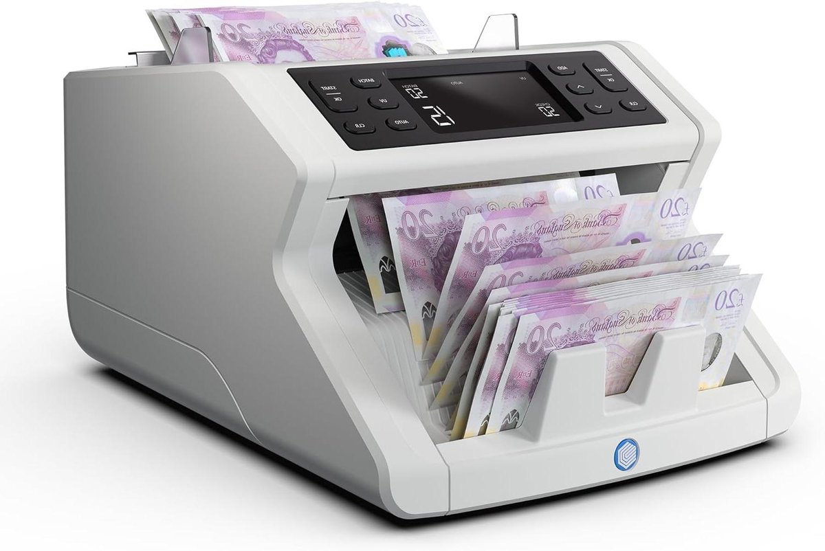 Geldtelmachine Gesorteerd - Bankbiljet Tellers - Geld Tellen - 3-Punt Detectie - 250 x 295 x 184 mm - Lichtgrijs