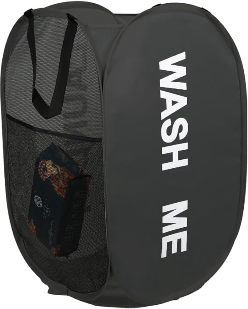 Opvouwbare wasmand - zwart - inklapbaar - ideaal voor badkamer en reizen - ShopVlot