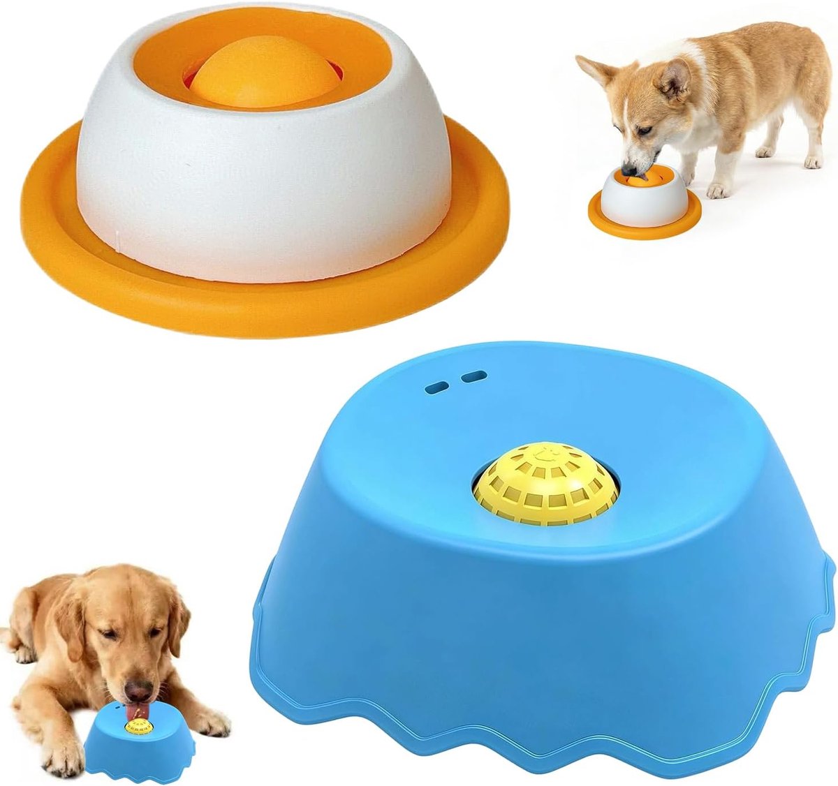 2 stuks likkom voor honden, likspeelgoed voor honden, likkom voor honden, likbak voor honden, antislip, langzame voerbak voor honden, speelgoed voor honden, katten