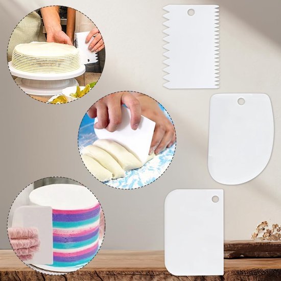 11 stuks kunststof taartschrapers, instelbare botercrème, spatel, taartspatel, set gebruikt voor slagroomtaart, randdecoratie, tatataccessoires — afbeelding 3