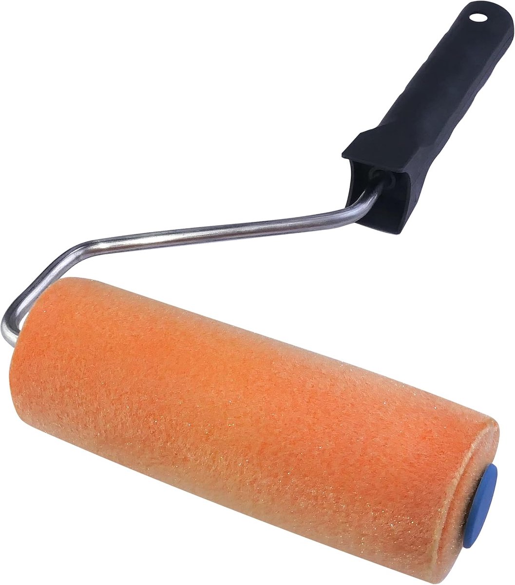 - C54495 - rollerverfhuls van gevlokt schuim/gevlokte schuimrol/verfroller - 140 mm/Ø50mm - voor acryllak - metalen handgreep kunststof handvat