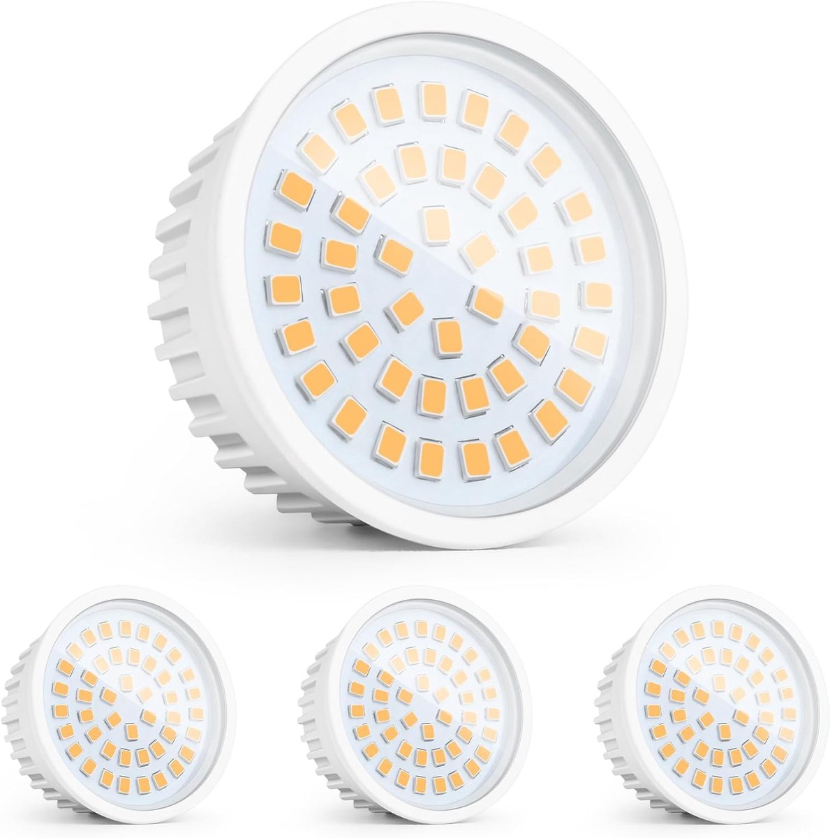 4er LED Modules 230V, Ultra Plat Ø50x23mm, 6W 600LM IP44, 120° Stralingshoek, Vervanging voor GU10/MR16, 2700K/Dimbaar, voor Inbouwspots Opbouwspots