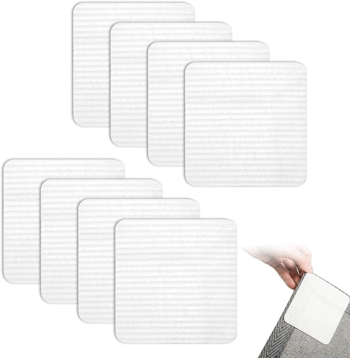8 stuks tapijtantisliponderlegger, wasbaar en herbruikbaar antislip tapijtonderlegger, tapijt kleefpads, voor houten tegels, marmeren vloeren (wit)