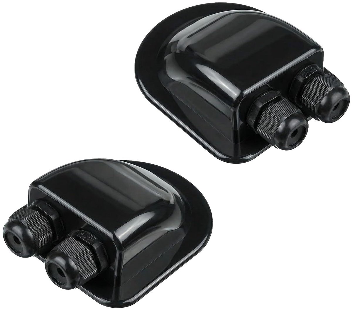 2 stuks dakdoorvoer IP68 waterdicht ABS zonne-energie dubbele kabeldoorvoer, airconditioning, campers, caravans, boten - zwart
