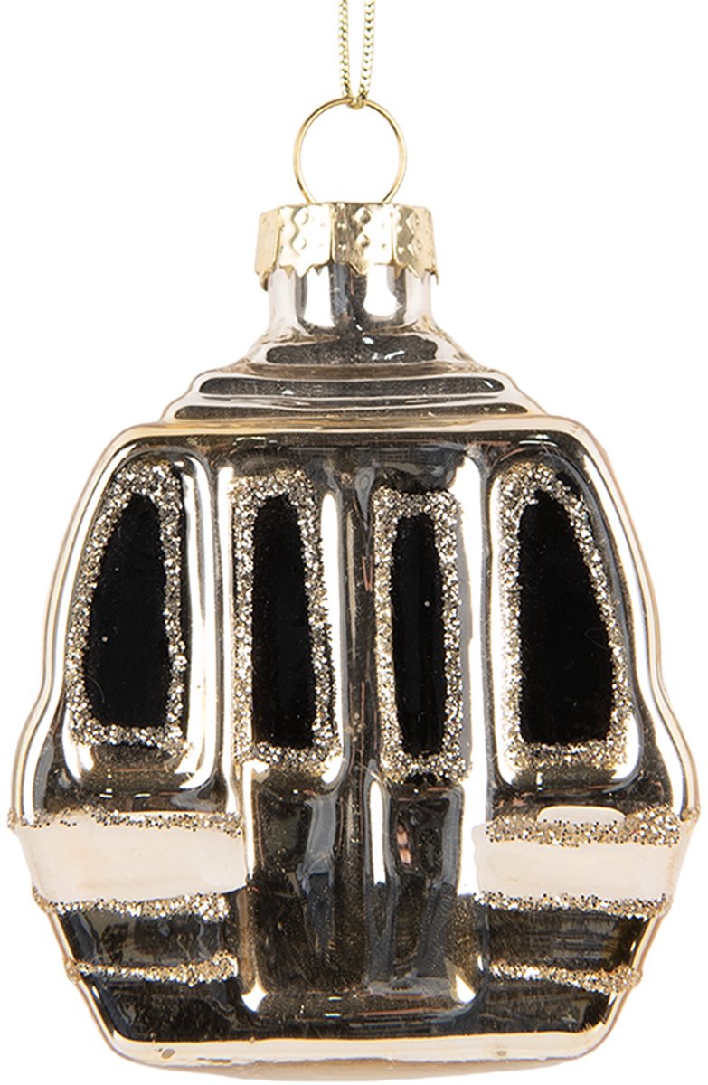 Clayre & Eef Kersthanger 6x4x8 cm Goudkleurig Glas